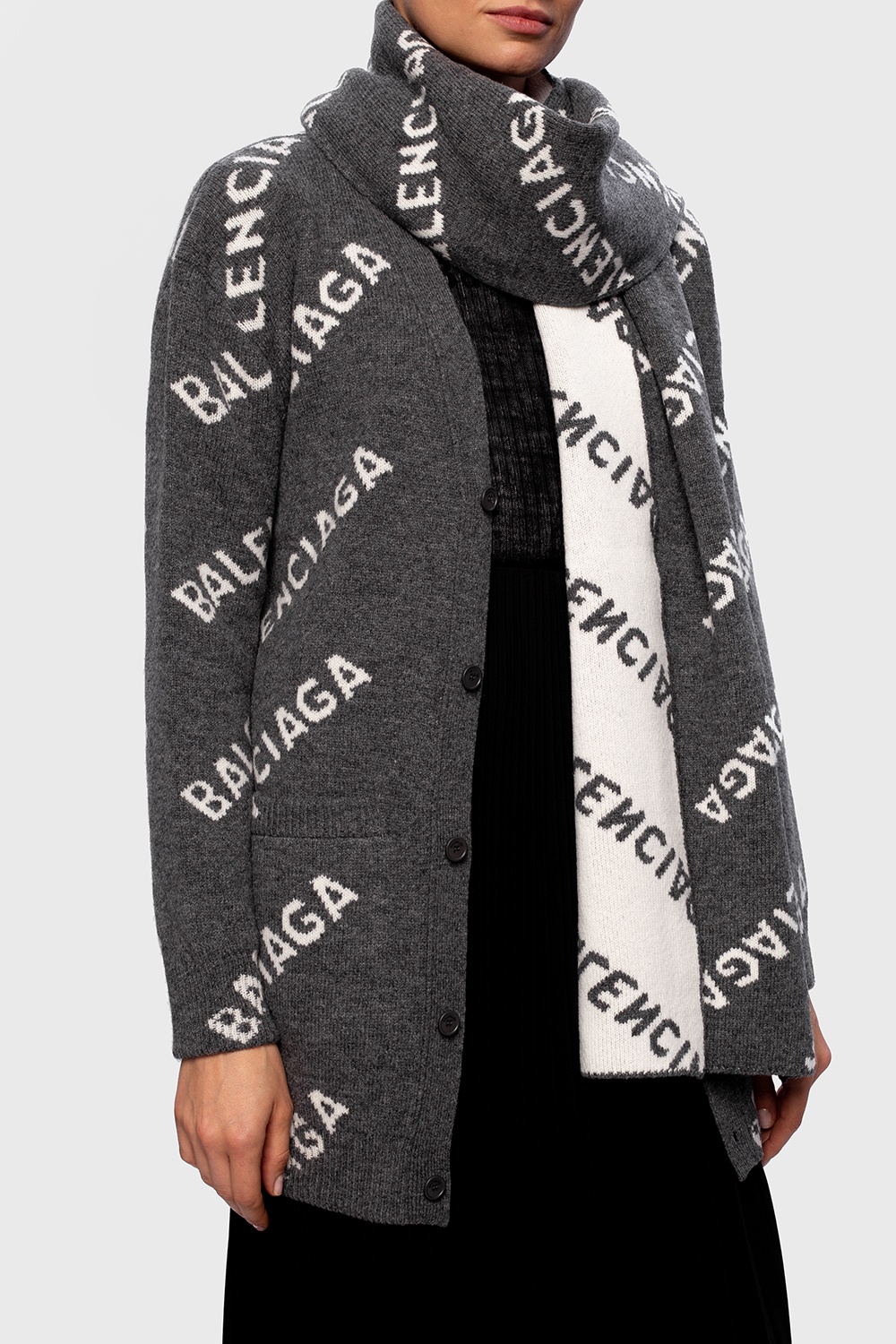 Balenciaga Wool scarf with logo | Women's Accessories | IetpShops